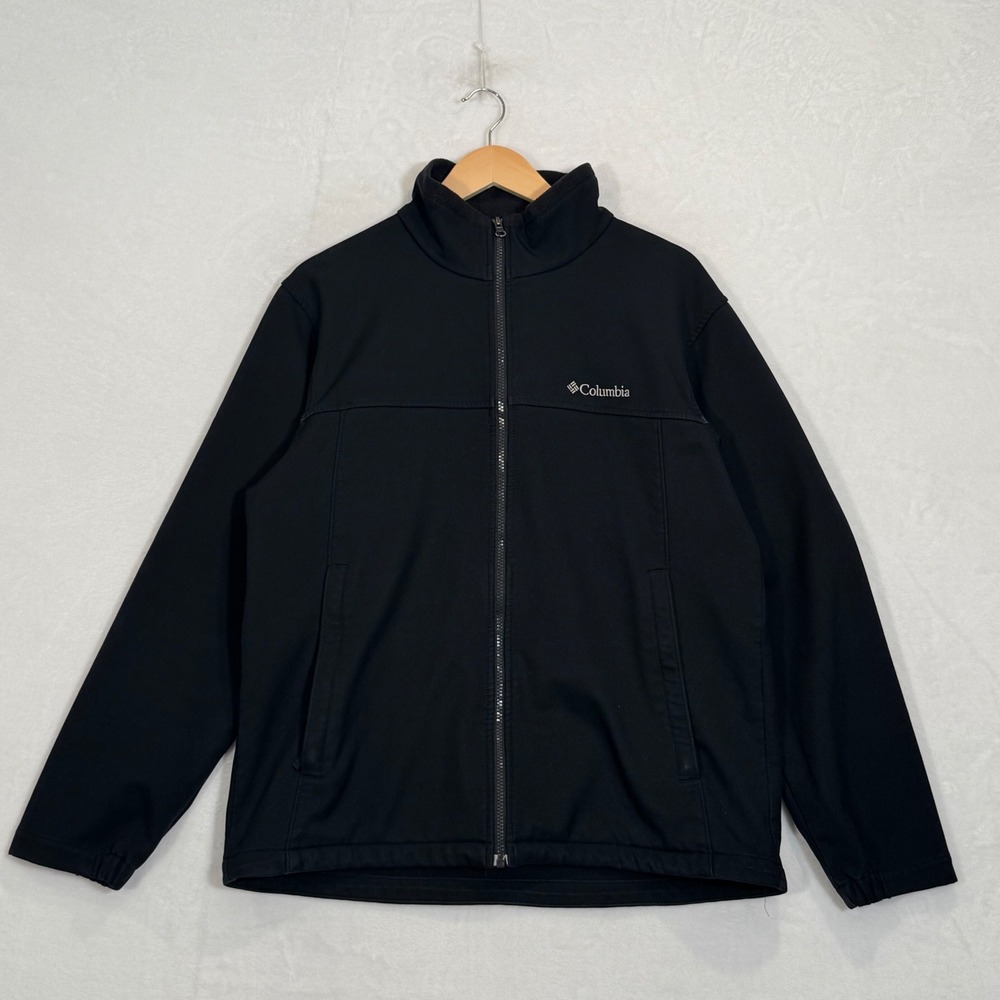 Columbia Black Softshell Fleece Lined Full Zip Jacket Large